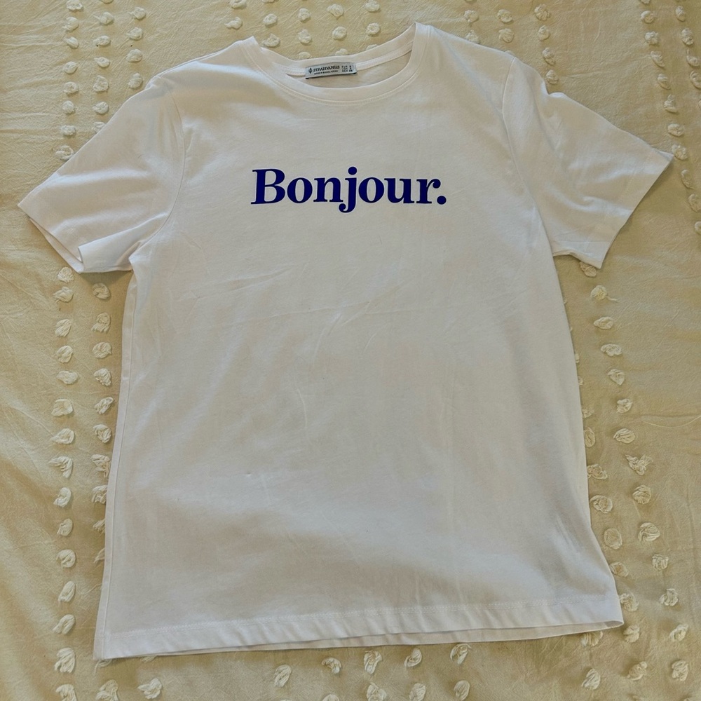 Bon Jour T shirt purchased in Barcelona size small
